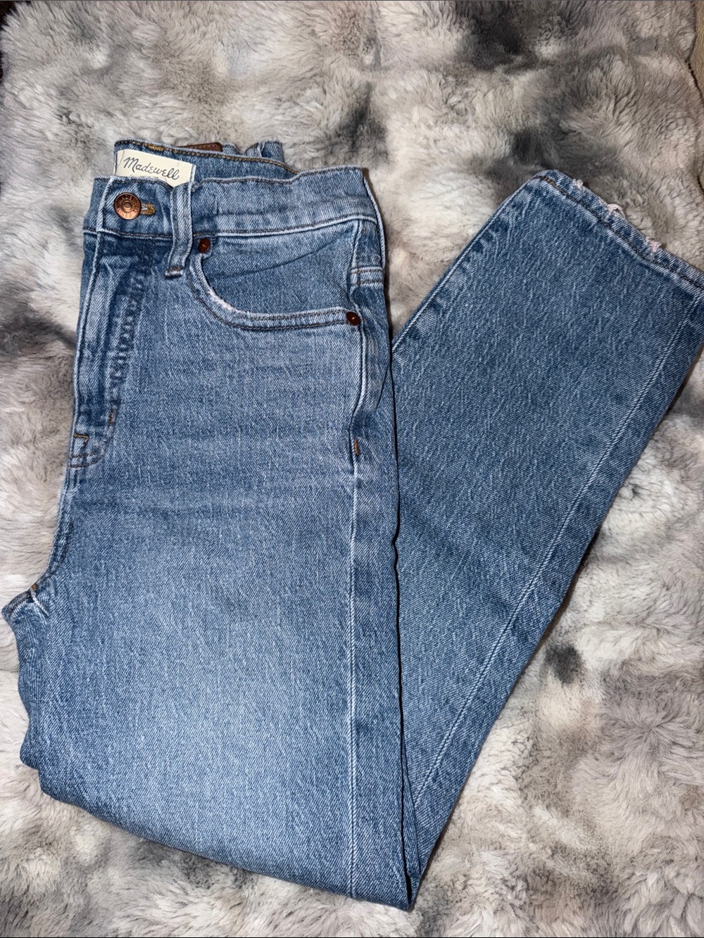Madewell Light Blue High-Rise Straight Leg Jeans